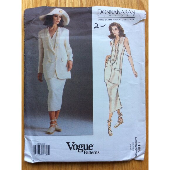 Jacket Vest & Skirt Pattern Donna Karan Vogue American Designer 1165 UNCUT 6-10 - Picture 1 of 6